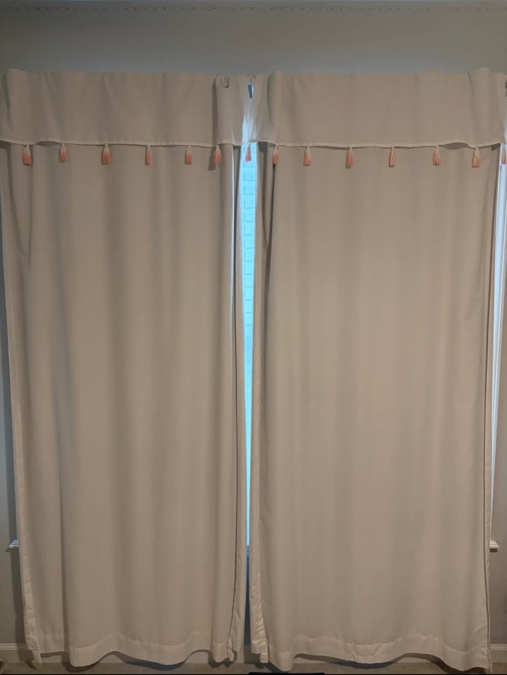 Neutral Tassel Top Blackout Curtain Panels - Cream
